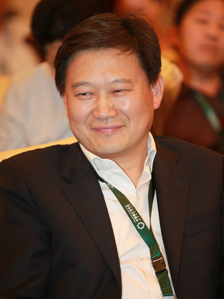 “2014绿公司年会”于4月20日-22日在广西南宁举行。上图为朗诗集团股份有限公司董事长田明。(图片来源：新浪财经 梁斌 摄)